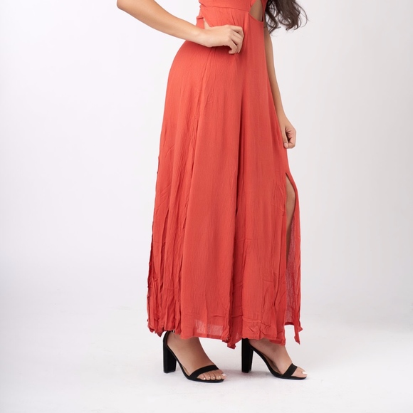 Rust Orange Cut Out Sun Dress - Picture 3 of 3